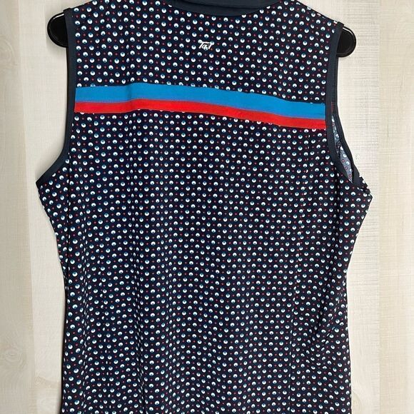 Tail ladies sleeveless navy with white and red dots‎ golf top, size XL NWOT - Picture 12 of 15